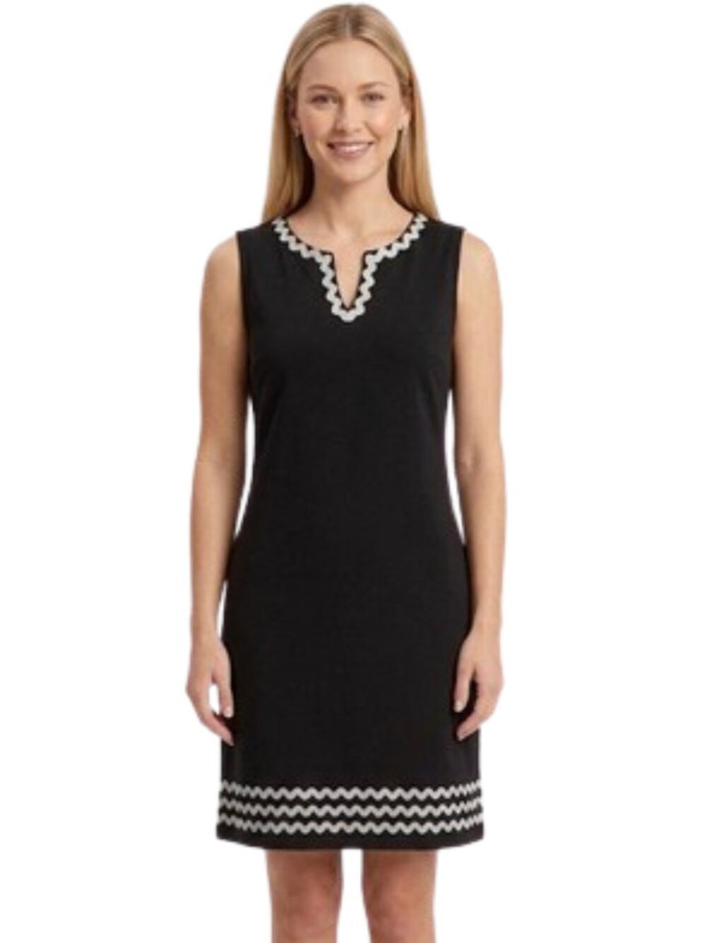 Talbots Sleeveless Black Cotton Comfy Pullover Knit Dress Office Fun, sz Small